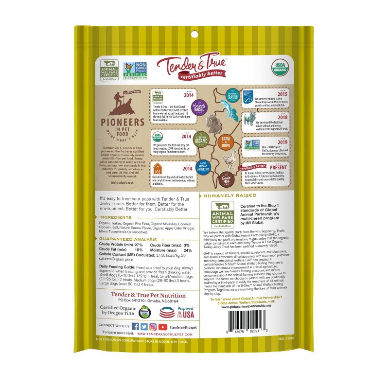 Tender &#38; True Organic Turkey Recipe Jerky Dog Treats - 4oz, 3 of 8