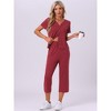 INSPIRE CHIC Womens Capri Pajamas Set Short Sleeve Button Down Sleepwear V Neck Pjs 2 Piece Lounge Set - 2 of 4