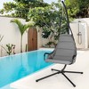 Costway Swing Chair with Stand Extra-wide and Cushioned Seat Outdoor Indoor Hanging Chair Grey/Beige - 2 of 4