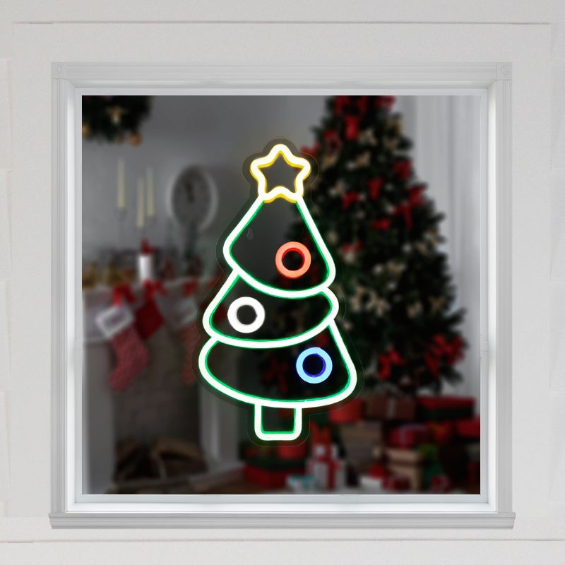 Northlight 15" LED Lighted Neon Style Christmas Tree Window Silhouette, 2 of 5