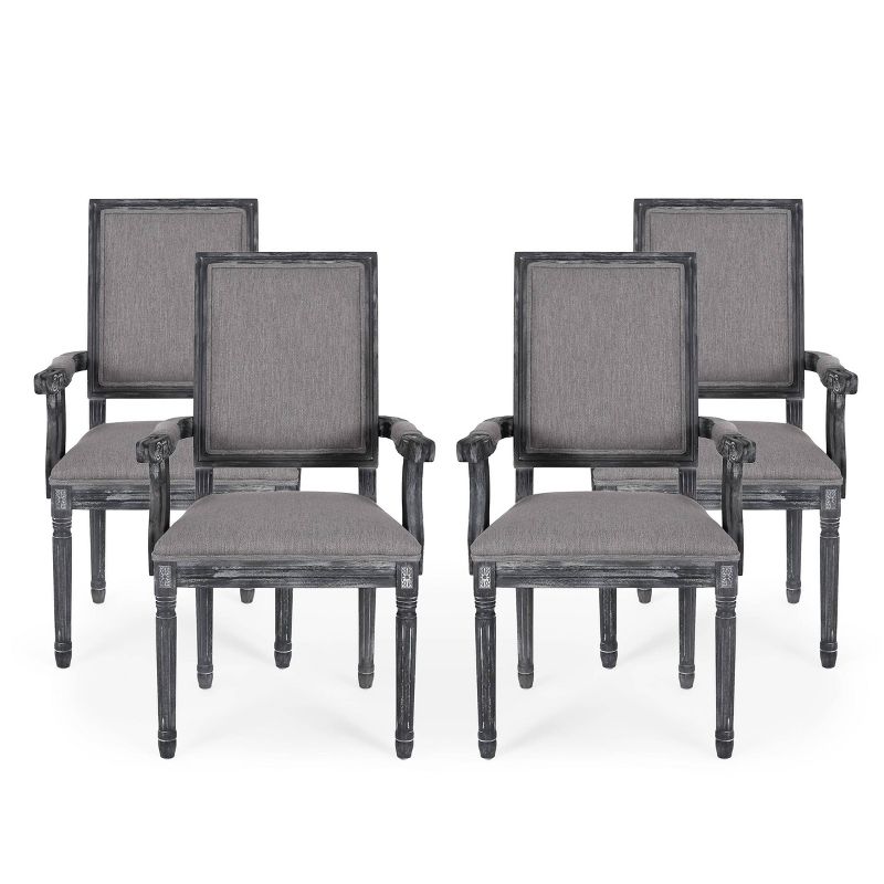 Set of 4 Maria French Country Wood Upholstered Dining Chairs - Christopher Knight Home, 1 of 12