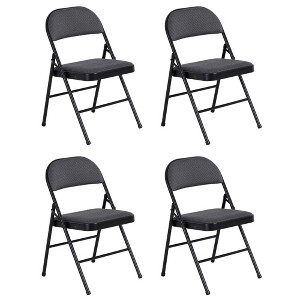 Peakform Folding Vinyl Padded Chair with Comfortable Seat Cushion, Compact, Lightweight, Easy Storage, 4 Pack, Gray Design, Black Frame - 1 of 4