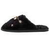 bebe Women’s Slippers - Plush House Slippers with Faux Fur and Gold Chain Accent - 3 of 4