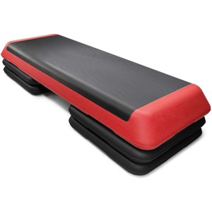 Costway Fitness Aerobic Step 43'' Cardio Adjust 4'' - 6'' - 8'' Exercise Stepper w/Risers Red - 1 of 4