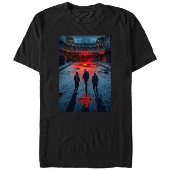 Men's Stranger Things Four Friends Rift Apocalypse Poster T-Shirt