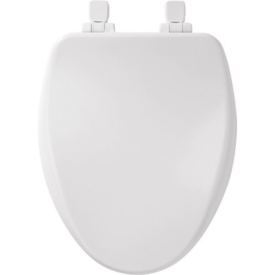 White Gloss Elongated Enameled Wood Slow-Close Toilet Seat