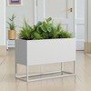 Lirago White Metal Planter Box privacy screen Garden Bed with Trellis and Wheels 15.75"Dx47.24"Lx47.24"H - 3 of 4