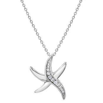 Girls' CZ Starfish Sterling Silver Necklace - In Season Jewelry