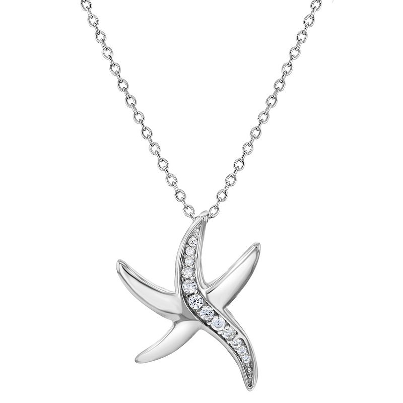 Girls' CZ Starfish Sterling Silver Necklace - In Season Jewelry, 1 of 5