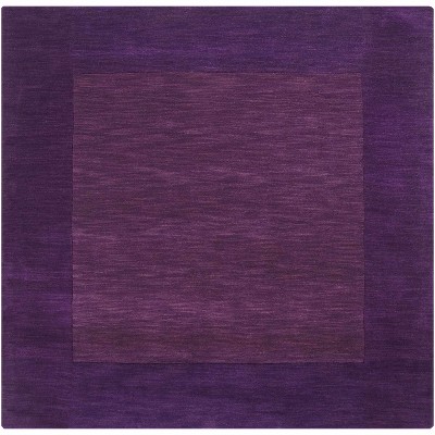 Hauteloom Bordered Solid Plum Purple Wool Rug