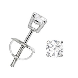Jewelry Avalanche 14K Gold Solitaire Moissanite Stud Earrings - 1 of 4