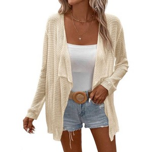 BLUEMING Womens Open Front Cardigan Extra Lightweight Crochet Cardigan Beach Sheer Sweater Cover Up Tops - 1 of 1