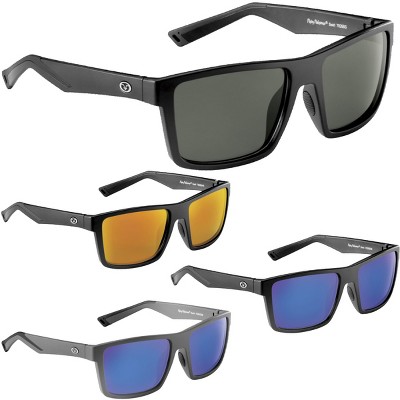 Flying Fisherman Swirl Polarized Sunglasses - Matte Black Frame, Smoke-Blue Mirror Lens, Medium