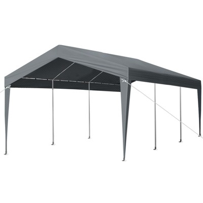 Karl Home | 12 ft. X 20 ft. Heavy-Duty Dark Gray Carport With Galvanized Steel Frame