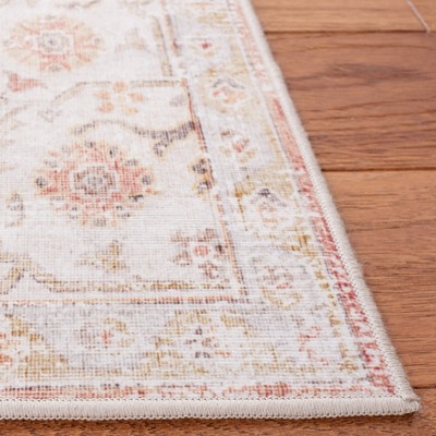 Tucson Light Grey and Rust Washable Synthetic Area Rug