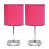 11.81" Traditional Petite Metal Stick Bedside Table Desk Lamp in Chrome with Fabric Shade - Creekwood Home - 3 of 4