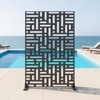 Metal Privacy Screen Outdoor 71"x47", Freestanding Decorative Privacy Fence Panel for Patio, Balcony, Deck, Garden, Black - 2 of 4