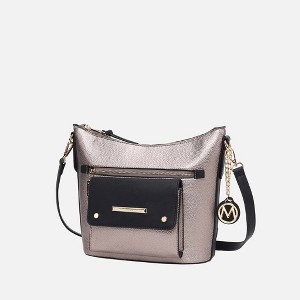 MKF Collection Serenity Color Block Vegan Leather Women’s Crossbody Bag by Mia K  - Pewter Black - 1 of 4