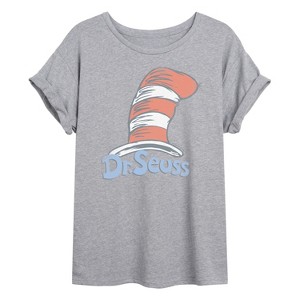 Women's - Dr. Seuss - The Cat in the Hat Logo Oversized Graphic T-Shirt - 1 of 4