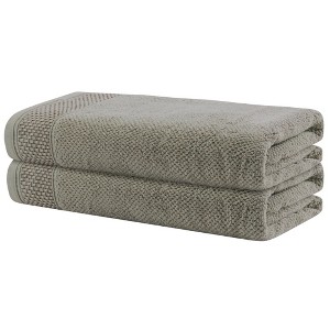 Unique Bargains Embroidery Decorative Cotton Highly Absorbent Oversized Bath Towel 2 Packs - 1 of 4