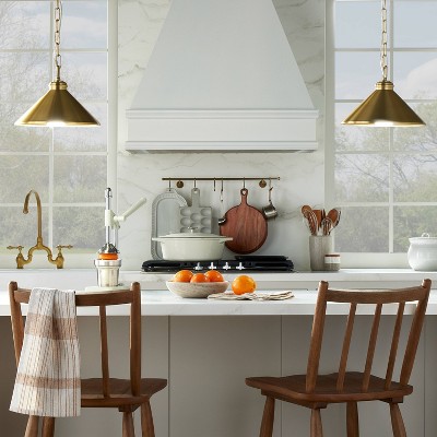 Brushed Brass Adjustable Farmhouse Pendant Light