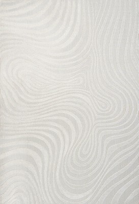 Cream and Ivory 8' x 10' High-Low Striped Synthetic Area Rug