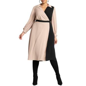 ELOQUII Women's Plus Size Colorblocked Work Dress