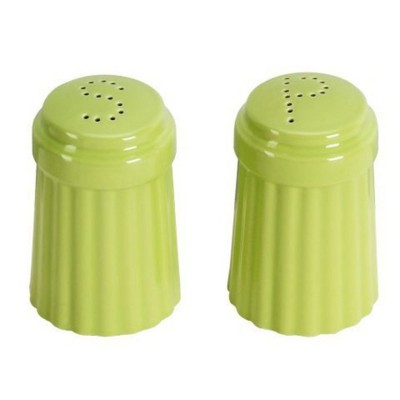 Omniware Simsbury Salt & Pepper Shaker Set, 6oz Stoneware Dispensers with Distinctive "S" & "P" Lids, Lead-Free Glaze, Dishwasher Safe