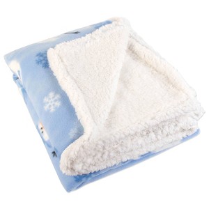 Christmas Snowmen Print Sherpa Throw Blanket Light Blue - Design Imports