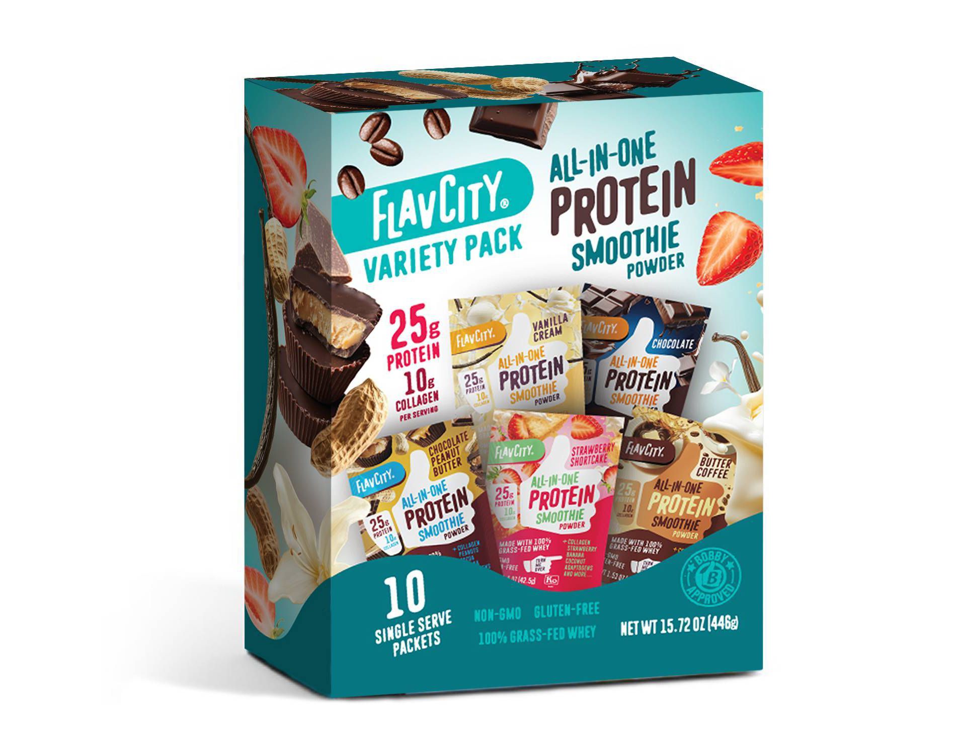 FlavCity Protein Powder - Variety Pack - Whey Protein Insolate - 25g Protein - 10ct