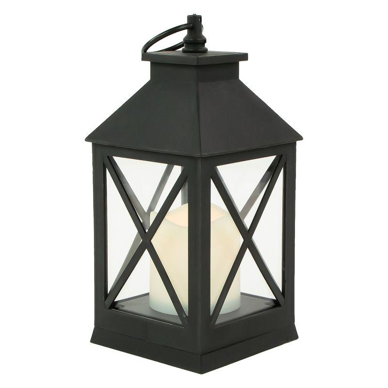 Northlight 9" LED Battery Operated Black Lantern with Flameless Candle, 3 of 5