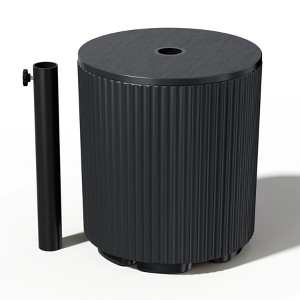 Bencmate Umbrella Bases Heavy Duty Stand with Table and Storage Wind Resistant All Weather Design for Patio Deck Garden Pool, Black, 14.8"*14.8"*16.7" - 1 of 4