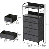 5-Drawer Gray Fabric Dresser, Space-Saving Modern Design, Includes Open Shelves and Hooks, for Bedroom & Closet Organization,Dark Gray - 2 of 4