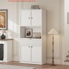 Tall Kitchen Pantry Cabinet, 70" Dining Room Pantry Storage Cabinet with Countertop, Fluted Kitchen Hutch Cabinets w/Doors and Drawer - 4 of 4