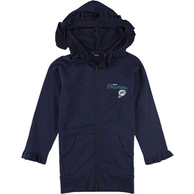 Touch by G-III Girls Miami Dolphins Ruffled Hoodie Sweatshirt