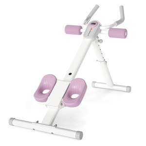 Costway Adjustable Abdominal Trainer with Elbow Support Knee Protection and LCD Monitor Black/White - 1 of 4