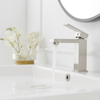 Brushed Nickel Single Handle Modern Bathroom Faucet