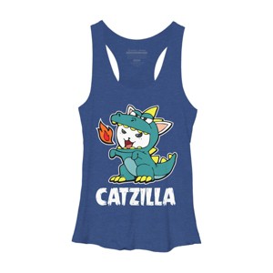 Women's Design By Humans Catzilla Halloween Costume Dragon Monster Kitten Cats Lover By lenxeemyeu Racerback Tank Top - 1 of 3