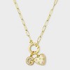 14K Gold Dipped Cubic Zirconia Puffy Heart Charm Initial Necklace - A New Day™ Gold - 2 of 4