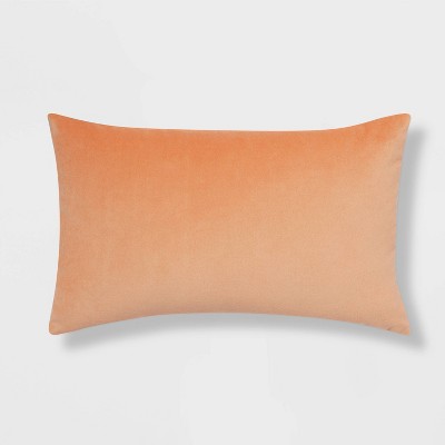 Cotton Velvet Lumbar Throw Pillow Light Orange - Room Essentials™