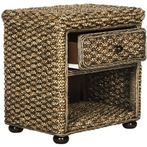 Musa 1 Drawer Wicker Nightstand - SEA8003 - Brown Wash - Safavieh - 1 of 4