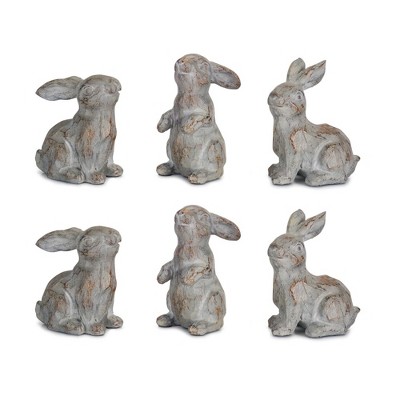 Melrose Stone Rabbit Figurine (Set of 6)