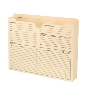 Smead Project File Jacket, Reinforced Straight-Cut Tab, Preprinted front, back and Tab, 2" Expansion, Letter Size, Manila, 50 per Box (75622) - 1 of 1