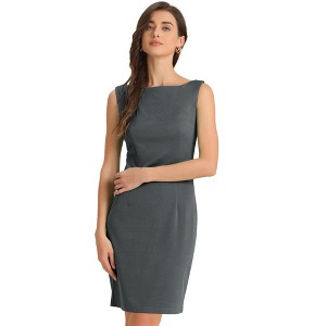 INSPIRE CHIC Women's Sleeveless Boat Neck Casual Office Sheath Dresses - 1 of 4