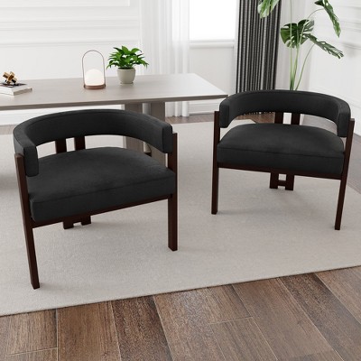 TiramisuBest Modern Accent Chair Teddy Upholstered Armchair with Open Back 3 Legs,Barrel Dining Chair Comfy Side Chair(Set of 2)