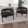 FONTOI Upholstered Accent Chairs Set of 2, Armchair Chair with Open Back&3 Legs for Living Room Bedroom Dining Room Kitchen, Black, - 2 of 4