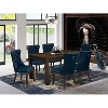 HomeStock 7-Piece Rectangle Distressed Jacobean Finish Solid Wood Top Dining Table with 6 Chairs - 2 of 4