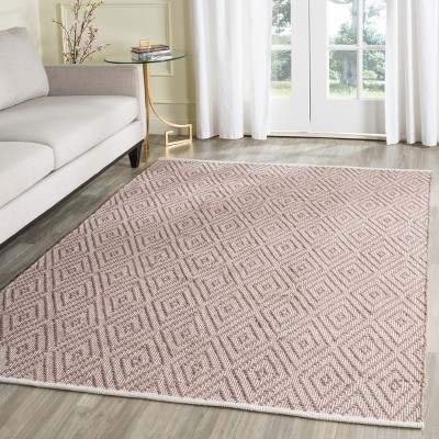 Ivory and Beige Geometric Handwoven Cotton Area Rug, 4' x 6'