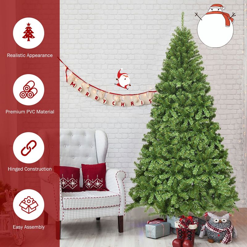 Costway 6Ft/7.5Ft/9Ft Unlit Hinged PVC Artificial Christmas Tree Premium Spruce Tree w/ 928 Tips/1346 Tips/2094 Tips, 5 of 11