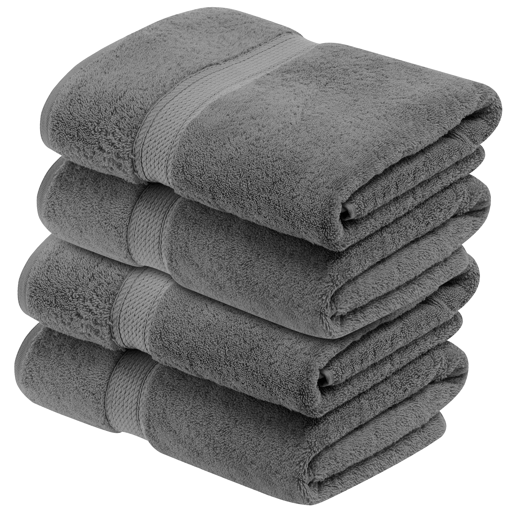 Luxury Egyptian Cotton Heavyweight Ultra-Plush Bath Towel Set of 4, Charcoal - Blue Nile Mills